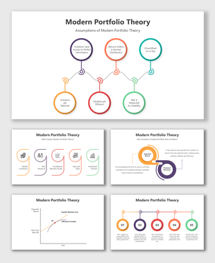Modern Portfolio Theory with visuals showing risk, return, efficiency, and diversification concepts in vibrant slides.