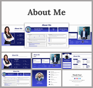About me slides featuring personal details and professional background of an individual named hannah morales.