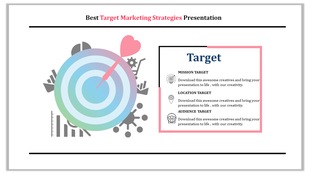Diagram showing a target graphic with a pink arrow hitting the center and a labeled section outlining target categories.