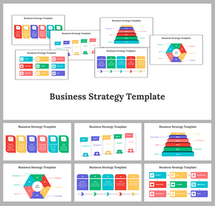 Collage of colorful business strategy templates, including pyramid, hexagon, and process flow diagrams.