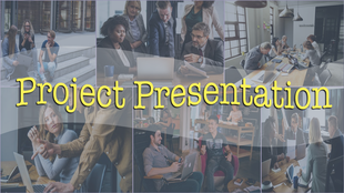 A creative project layout of teamwork scenes in a collage format, highlighted by the central text in bold yellow.