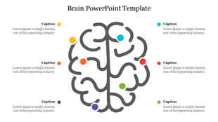 Illustration of a brain with six multicolored nodes highlighting key points, each linked to descriptive captions.