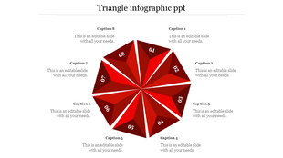 Circular infographic with eight dark and light red triangular segments, each numbered and captioned.