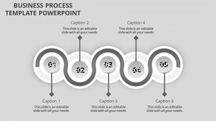 Monochrome slide featuring overlapping circles with numbers, linked by curved lines, and captions beside.