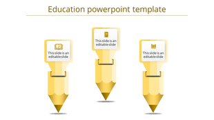 Vertical infographic with three yellow pencils and square icons, offering a creative education themed design.