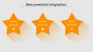 Star shaped infographic in orange with captions and icons for data, target, and vision placed in a white background.