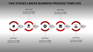 Target infographic template in red with icons for money, coins, and cash, linked to three caption areas.