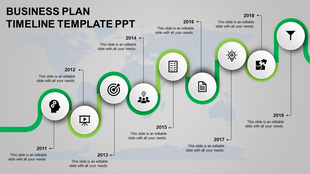 Horizontal timeline featuring red rectangular boxes labeled 2020, 2021, 2022, and 2023 with matching numbered circles.