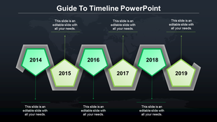 Strategic timeline infographic with three color-coded markers along a black path, labeled with years from 2016 to 2018.