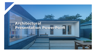 Architectural slide featuring a modern house with a clear sky and clean design, highlighting a minimalist aesthetic.