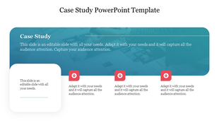 A professional case study slide featuring a clear layout with sections for text and downloadable links.
