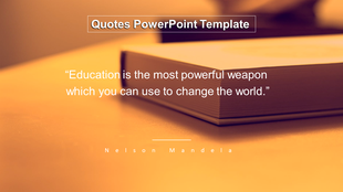 Quotes template with Nelson Mandela’s quote about education, set against a warm-toned image of a book.