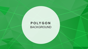 Green polygonal background with intersecting light green lines and a central white circle containing bold black text. 