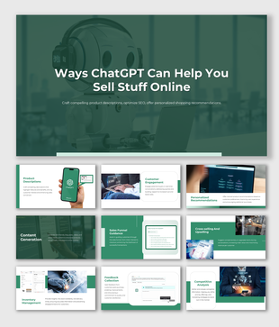 Slides focused on using ChatGPT to improve online sales strategies, inventory management and cross selling techniques.