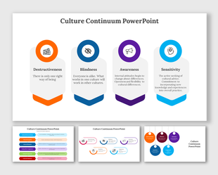 A pack of culture continuum slides featuring four key concepts each with a brief description and different layout design.
