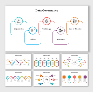 Dashboard slide featuring a mix of charts: a line graph, bar chart, and pie chart in blue and orange tones.