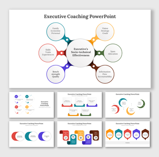 Executive coaching slides set focusing on socio technical effectiveness and principles in different layout designs.