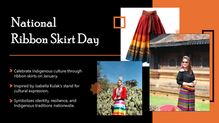 National Ribbon Skirt Day design celebrating Indigenous culture, featuring vibrant ribbon skirts and empowering.