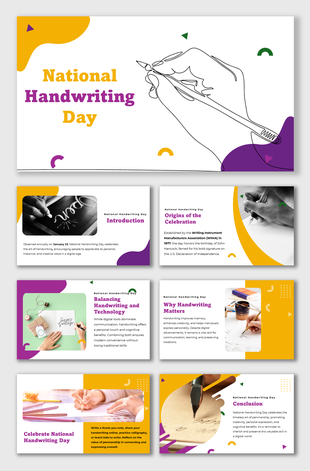 National Handwriting Day presentation with slides featuring its history, benefits, and creative ways to celebrate.