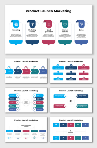 Product launch marketing strategies visualized with icons and step-by-step workflows for effective audience engagement.