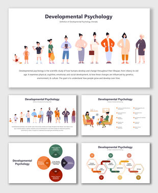 Developmental Psychology slides with life stages, growth theories, cognitive development, social behavior psychology models