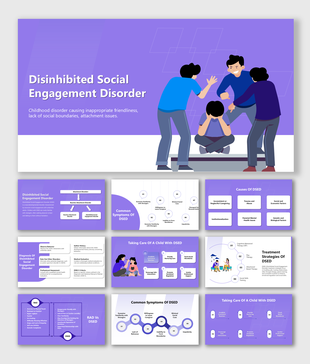 Disinhibited Social Engagement Disorder slides with causes, symptoms, diagnosis, treatment strategies caregiver support.