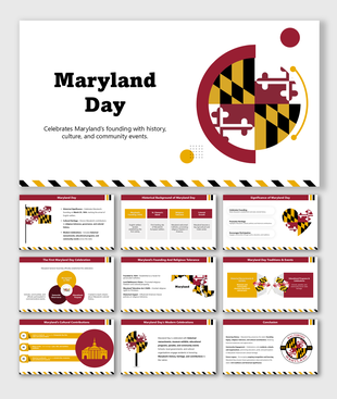 Maryland Day slides with history, founding, cultural heritage, traditions, community events, and historical celebrations.