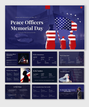 Peace Officers Memorial Day PPT honoring fallen officers, remembrance ceremonies, sacrifice, service, tribute history.