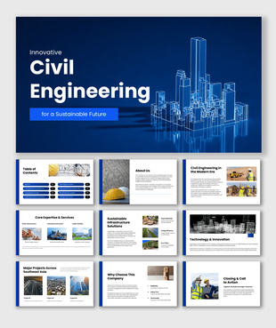 Engineering PowerPoint template with numbered gears and text to capture the audience's attention.