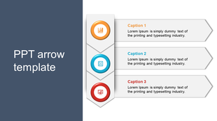 Three-segment arrow infographic with orange, blue, and red icons aligned vertically beside step-by-step captions.