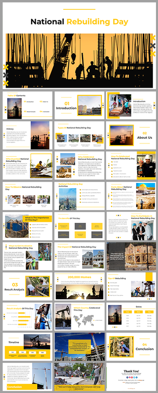 National Rebuilding Day featuring PPT slides on history, activities, and the global impact of rebuilding efforts.