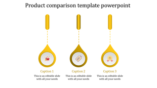 Three yellow teardrop shapes with icons for basket, tag, and medal connected to rounded bars by dashed lines.