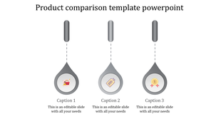 Three vertical gray teardrop elements featuring icons for cart, tag, and medal, connected to bars by dotted lines.
