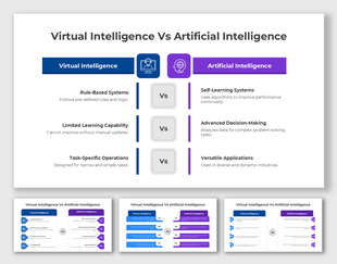 Comparison of Virtual Intelligence Vs Artificial Intelligence using colors, icons, and clear structured layout.