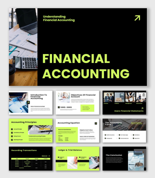 The Financial Accounting presentation covering principles, equations, recording, ledger, and reports overview.
