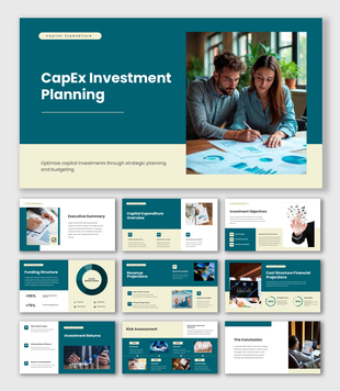 CapEx Investment Planning with funding, revenue forecasts, cost analysis, returns, and risk assessment charts.