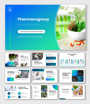 The Pharmacognosy presentation with herbal drugs, medicinal plants, crude drug classification, and natural drug sources.