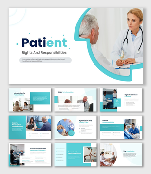 The Patient rights and responsibilities presentation showing informed consent, privacy, safe care, and healthcare duties.