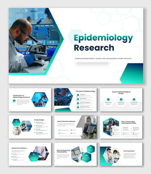 The epidemiology research PPT on disease patterns, study design, data collection, surveillance, and health outcomes.