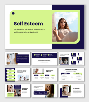 The Self Esteem presentation is covering self-acceptance, confidence, self-worth, and recognition of personal strengths.