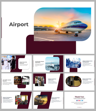 A pack of airport slides covers various related topics with text descriptions.