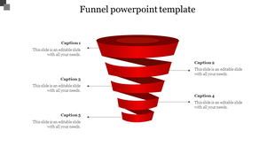 Awesome Funnel PowerPoint Template With Five Nodes