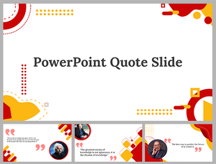 PowerPoint featuring a quote slides design with red, yellow, and white abstract patterns and areas for inserting text.