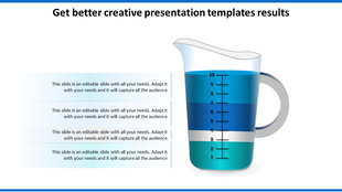 Measuring cup infographic filled with blue liquid, marked with three levels, and corresponding text on the left.