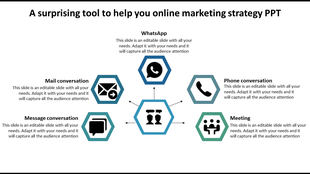 Infographic with a central speech bubble icon connecting to three communication tools via colored arrows.