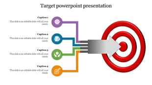 Four Node Multiplexed Target Template PowerPoint Slide
