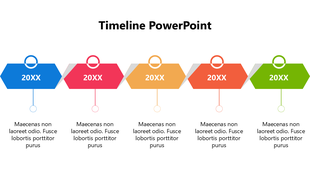 A colorful horizontal timeline with circles marking years, arrows, and four captions on a white background.