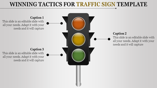 Traffic light themed template with green, yellow, and red signals, each linked to captions.