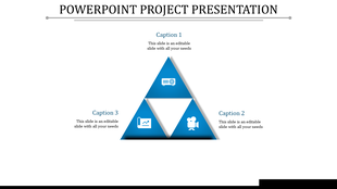 Blue triangle diagram with three labeled sections and white icons, placed against a white background.