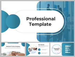 Professional PowerPoint template with slides for company introduction, services, and marketing growth.
